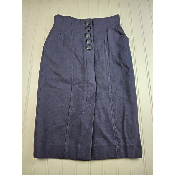 Vintage Christian Dior Lined Wool Blend Skirt Navy Size M